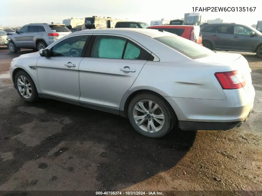 2012 Ford Taurus Sel VIN: 1FAHP2EW6CG135167 Lot: 40705374