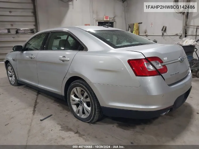 2012 Ford Taurus Sel VIN: 1FAHP2HW8CG142486 Lot: 40710665