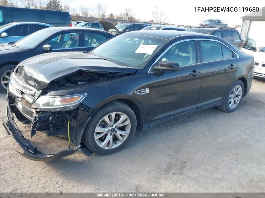 2012 Ford Taurus Sel VIN: 1FAHP2EW4CG119680 Lot: 40729510