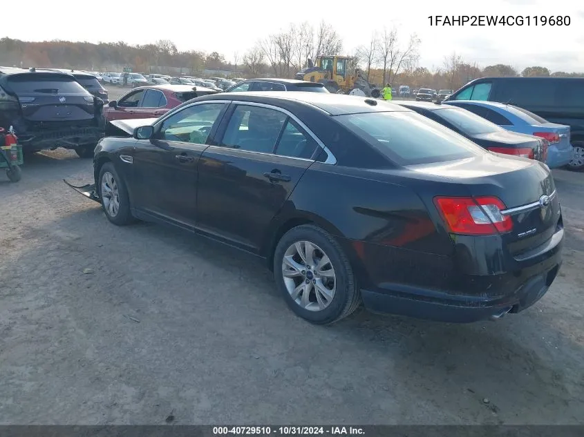 2012 Ford Taurus Sel VIN: 1FAHP2EW4CG119680 Lot: 40729510