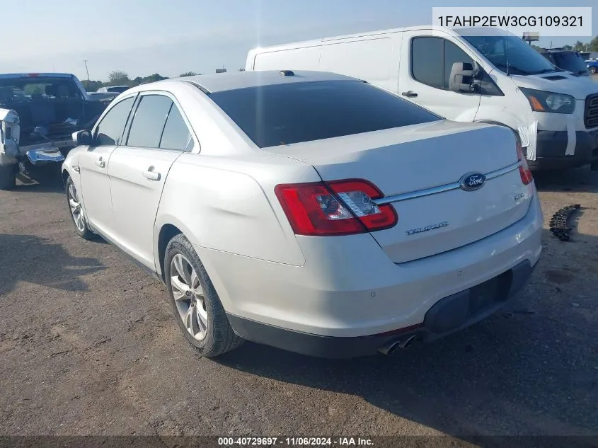 2012 Ford Taurus Sel VIN: 1FAHP2EW3CG109321 Lot: 40729697