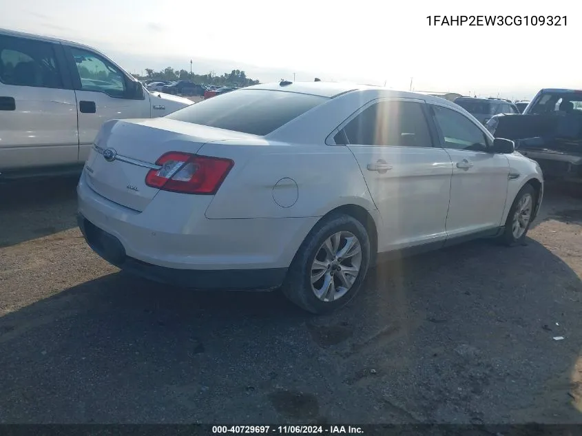 2012 Ford Taurus Sel VIN: 1FAHP2EW3CG109321 Lot: 40729697