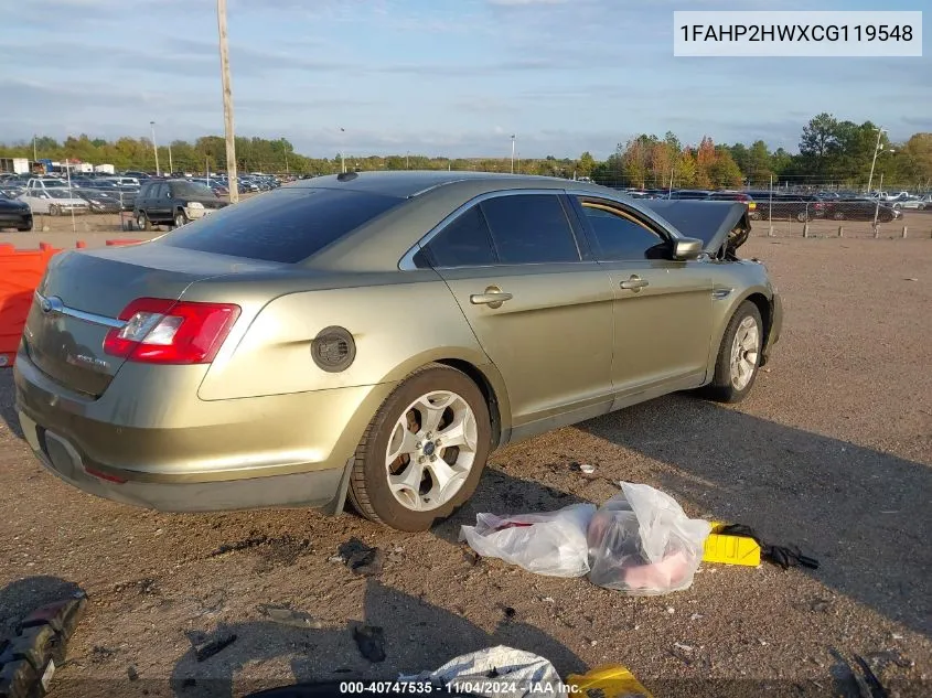 2012 Ford Taurus Sel VIN: 1FAHP2HWXCG119548 Lot: 40747535