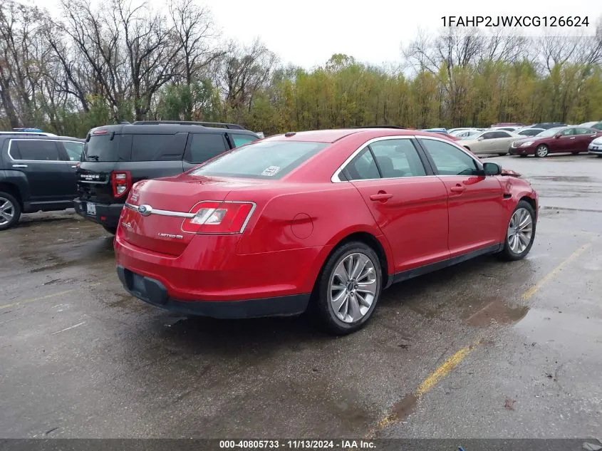 2012 Ford Taurus Limited VIN: 1FAHP2JWXCG126624 Lot: 40805733