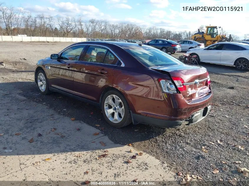 2012 Ford Taurus Sel VIN: 1FAHP2EW2CG115921 Lot: 40805835