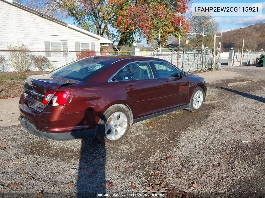 2012 Ford Taurus Sel VIN: 1FAHP2EW2CG115921 Lot: 40805835