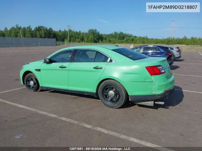 2013 Ford Taurus Police Interceptor VIN: 1FAHP2M89DG218807 Lot: 12071851