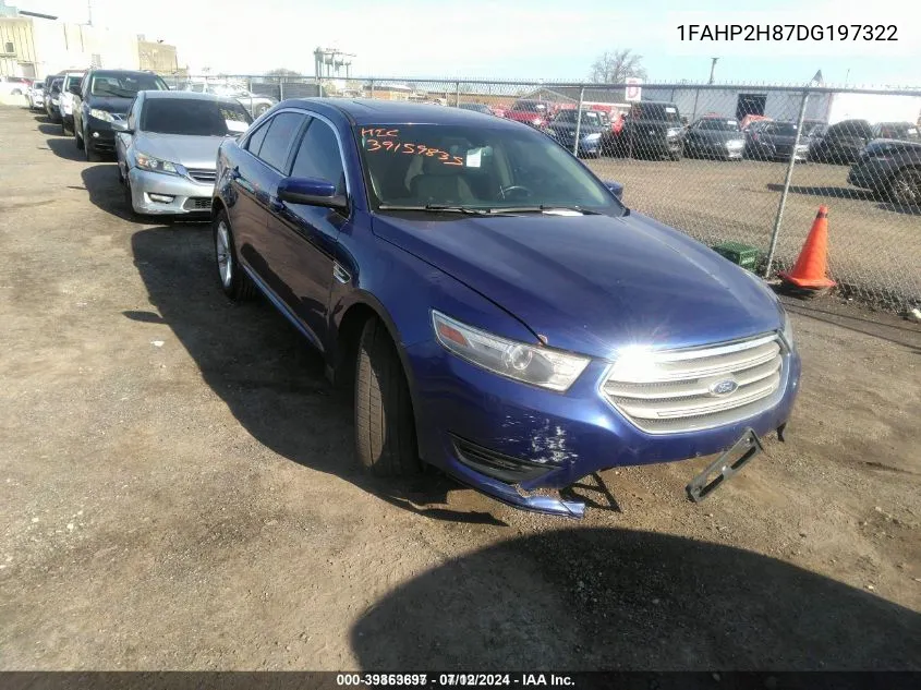 2013 Ford Taurus Sel VIN: 1FAHP2H87DG197322 Lot: 39863697