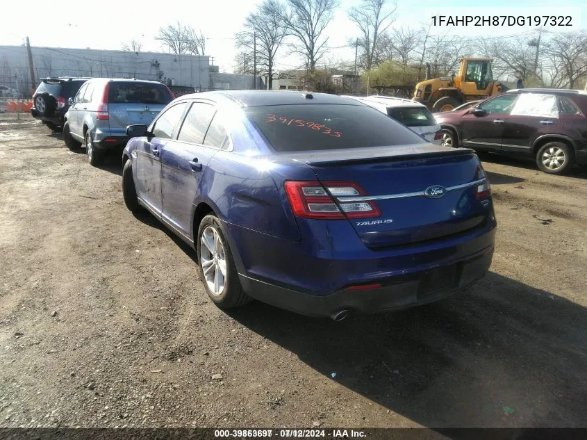 2013 Ford Taurus Sel VIN: 1FAHP2H87DG197322 Lot: 39863697