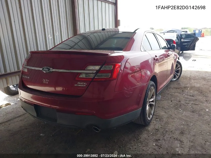 2013 Ford Taurus Sel VIN: 1FAHP2E82DG142698 Lot: 39913882