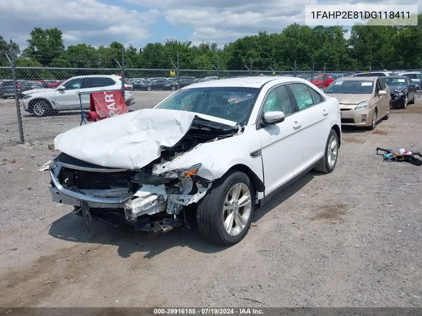 2013 Ford Taurus Sel VIN: 1FAHP2E81DG118411 Lot: 39916185