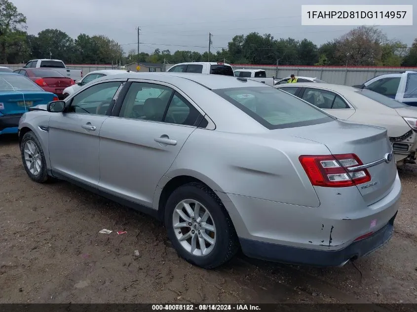 1FAHP2D81DG114957 2013 Ford Taurus Se