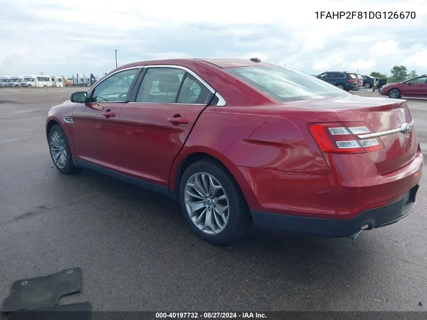 2013 Ford Taurus Limited VIN: 1FAHP2F81DG126670 Lot: 40197732