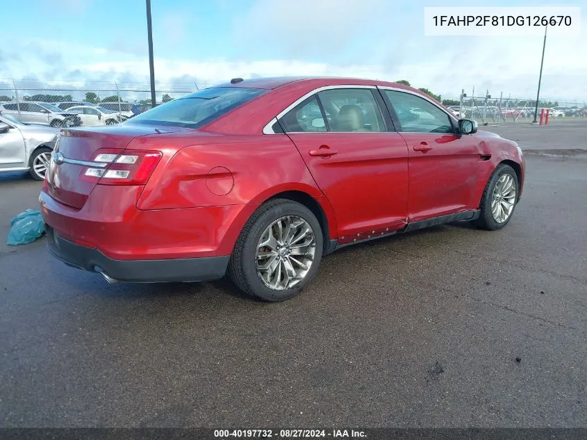 2013 Ford Taurus Limited VIN: 1FAHP2F81DG126670 Lot: 40197732