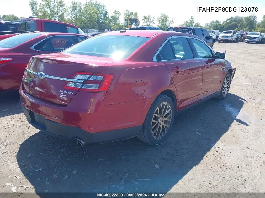 2013 Ford Taurus Limited VIN: 1FAHP2F80DG123078 Lot: 40222359