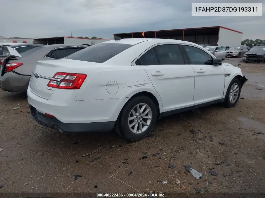 2013 Ford Taurus Se VIN: 1FAHP2D87DG193311 Lot: 40222436