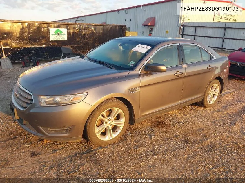 2013 Ford Taurus Sel VIN: 1FAHP2E83DG190193 Lot: 40288086