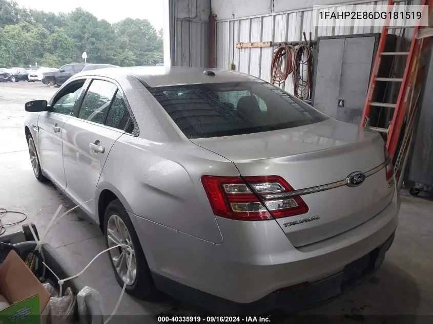 2013 Ford Taurus Sel VIN: 1FAHP2E86DG181519 Lot: 40335919