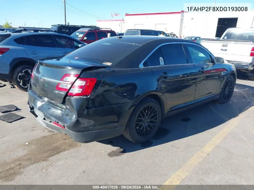 2013 Ford Taurus Limited VIN: 1FAHP2F8XDG193008 Lot: 40417038