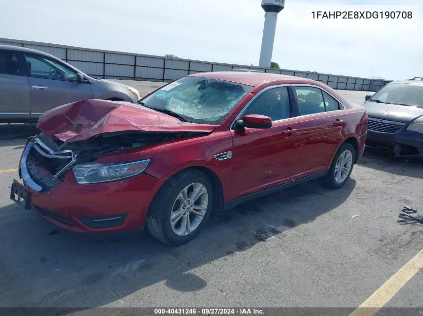 2013 Ford Taurus Sel VIN: 1FAHP2E8XDG190708 Lot: 40431246