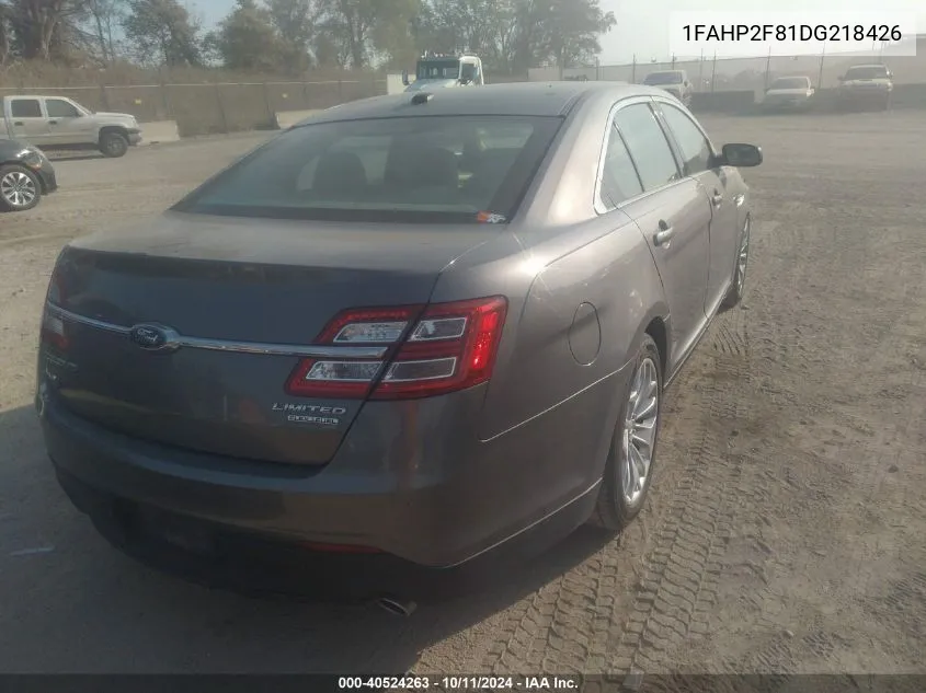 2013 Ford Taurus Limited VIN: 1FAHP2F81DG218426 Lot: 40524263