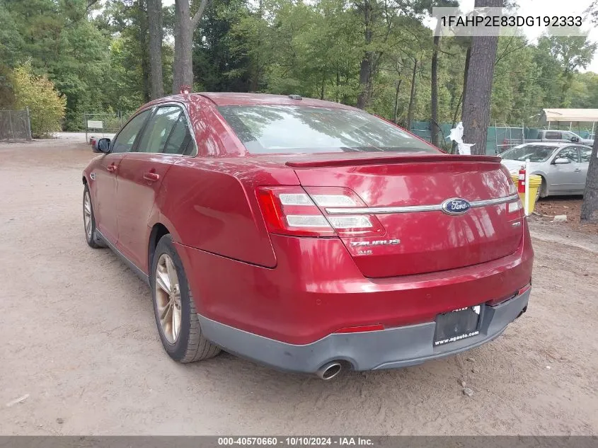 2013 Ford Taurus Sel VIN: 1FAHP2E83DG192333 Lot: 40570660