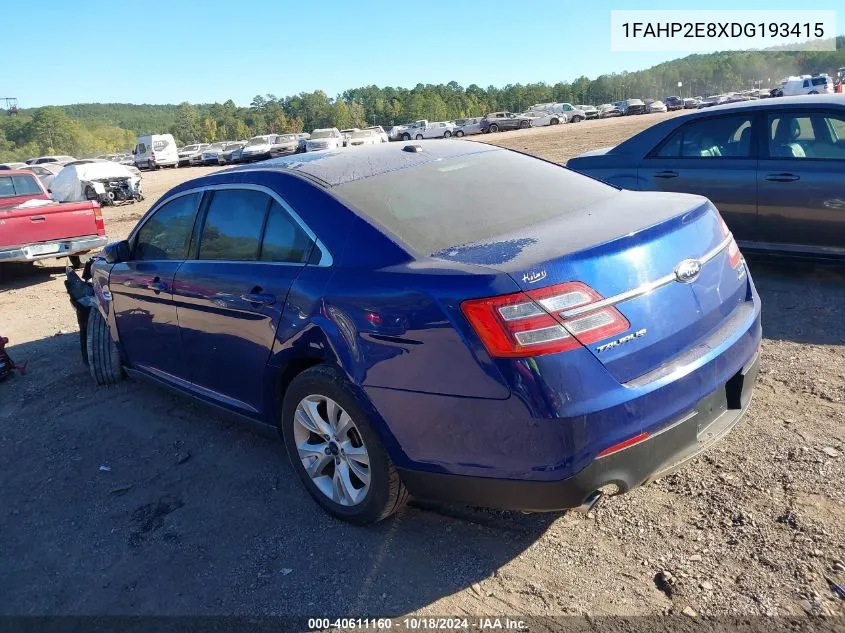 2013 Ford Taurus Sel VIN: 1FAHP2E8XDG193415 Lot: 40611160