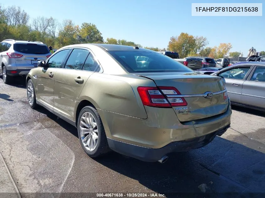 2013 Ford Taurus Limited VIN: 1FAHP2F81DG215638 Lot: 40671638