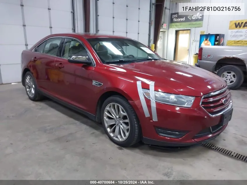 2013 Ford Taurus Limited VIN: 1FAHP2F81DG216756 Lot: 40700684