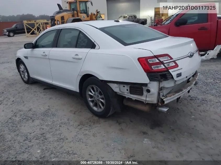 2013 Ford Taurus Se VIN: 1FAHP2D81DG117325 Lot: 40726388