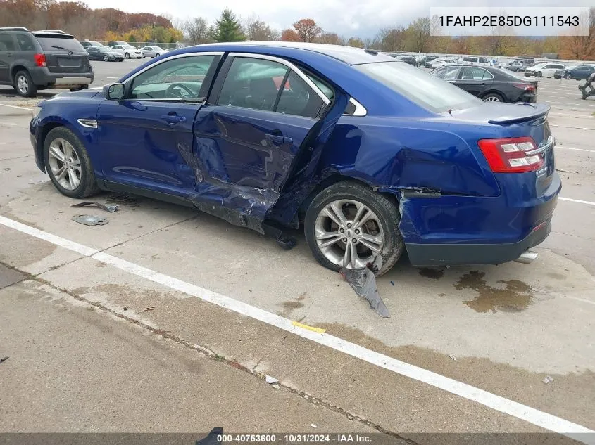 2013 Ford Taurus Sel VIN: 1FAHP2E85DG111543 Lot: 40753600