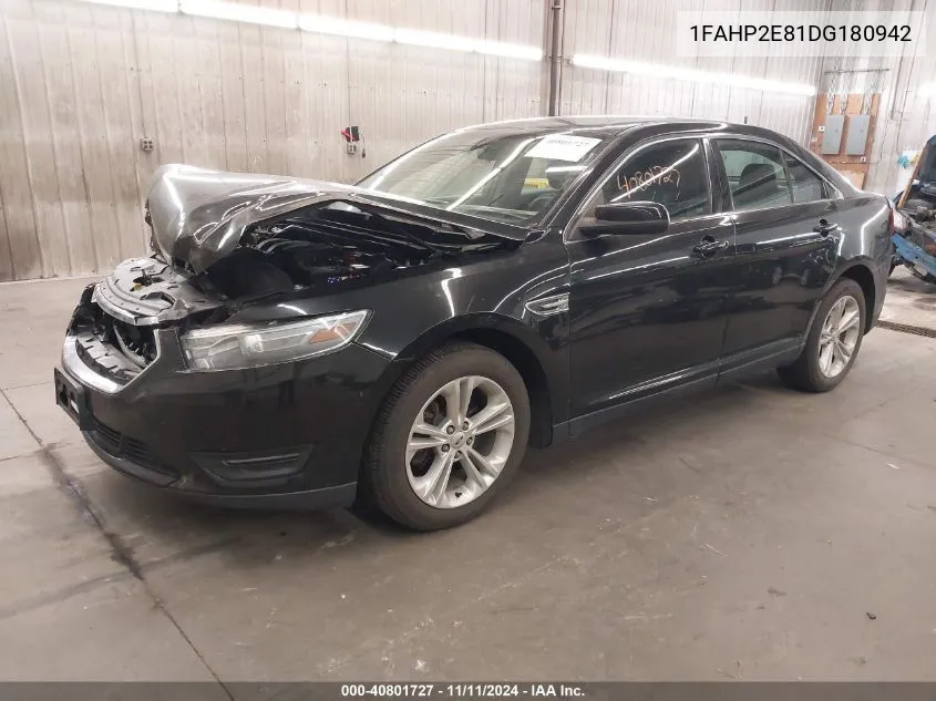 2013 Ford Taurus Sel VIN: 1FAHP2E81DG180942 Lot: 40801727