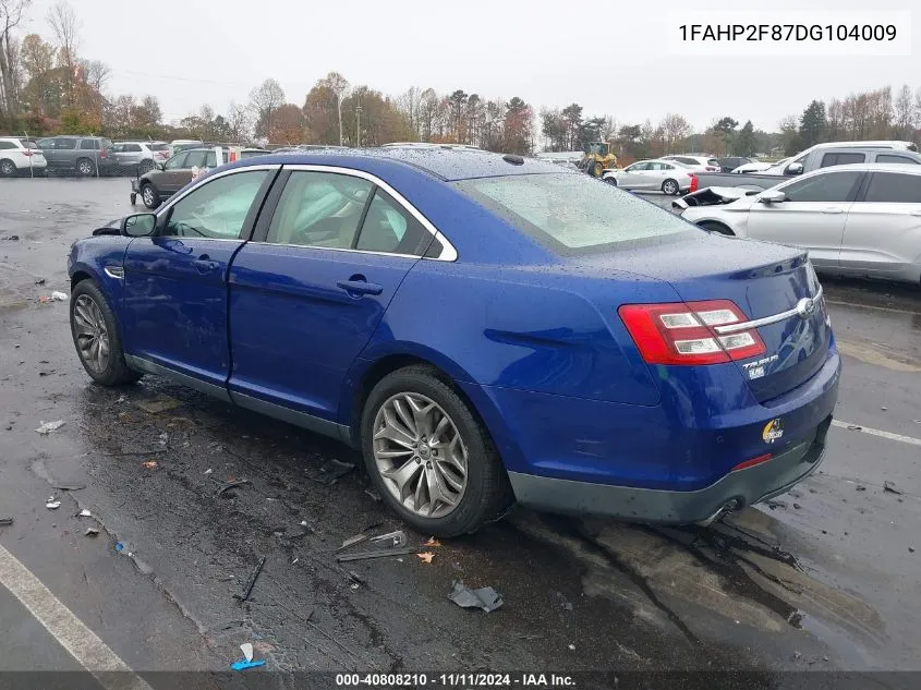 2013 Ford Taurus Limited VIN: 1FAHP2F87DG104009 Lot: 40808210