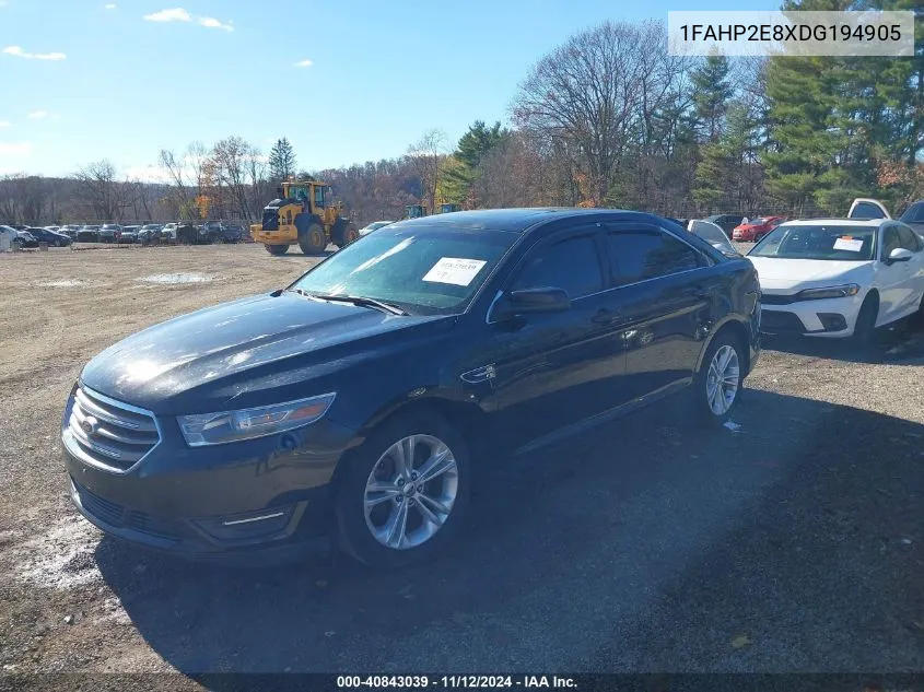 2013 Ford Taurus Sel VIN: 1FAHP2E8XDG194905 Lot: 40843039