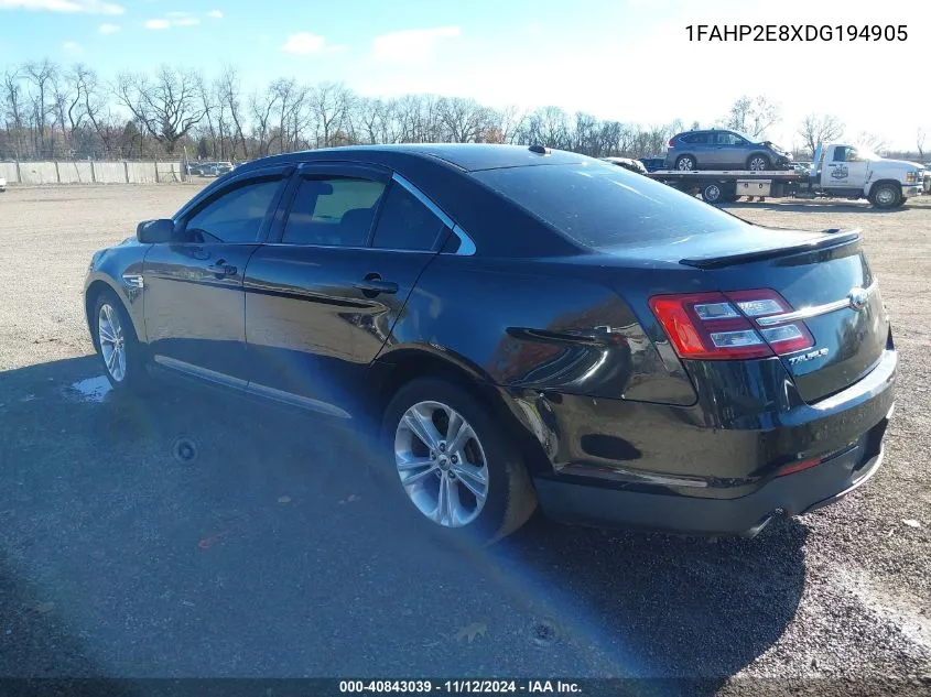 2013 Ford Taurus Sel VIN: 1FAHP2E8XDG194905 Lot: 40843039