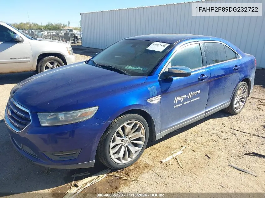 2013 Ford Taurus Limited VIN: 1FAHP2F89DG232722 Lot: 40865320