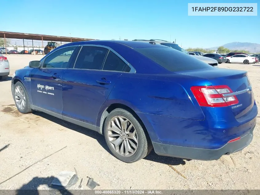 2013 Ford Taurus Limited VIN: 1FAHP2F89DG232722 Lot: 40865320