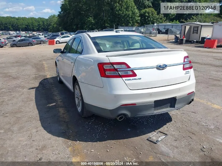 2014 Ford Taurus Sel VIN: 1FAHP2E88EG120948 Lot: 40156008