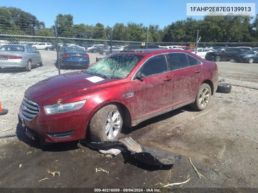 2014 Ford Taurus Sel VIN: 1FAHP2E87EG139913 Lot: 40216089