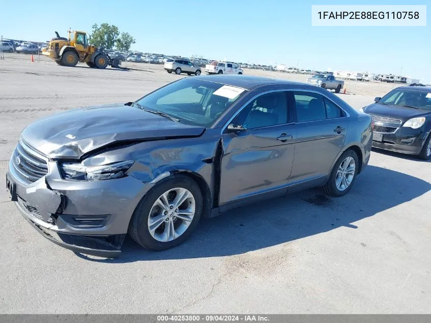 2014 Ford Taurus Sel VIN: 1FAHP2E88EG110758 Lot: 40253800