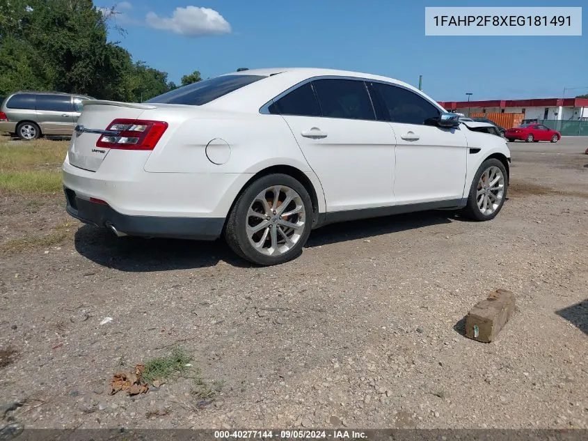 2014 Ford Taurus Limited VIN: 1FAHP2F8XEG181491 Lot: 40277144