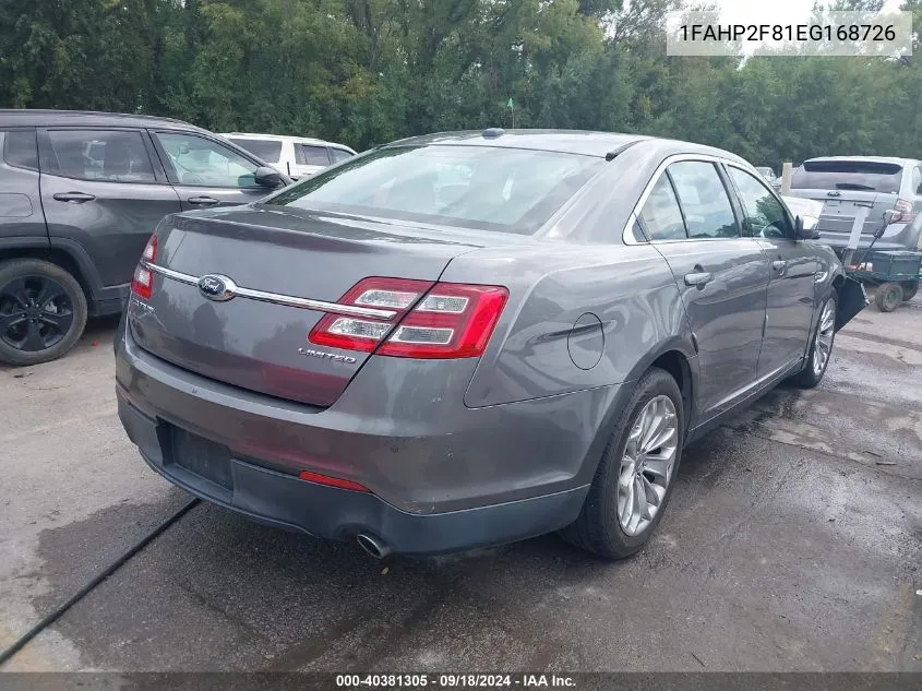 2014 Ford Taurus Limited VIN: 1FAHP2F81EG168726 Lot: 40381305