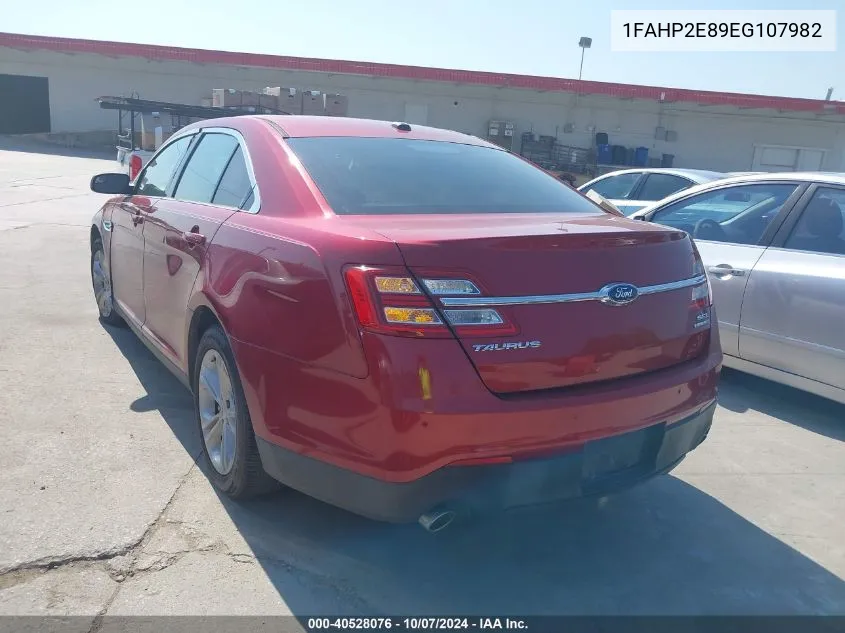 2014 Ford Taurus Sel VIN: 1FAHP2E89EG107982 Lot: 40528076