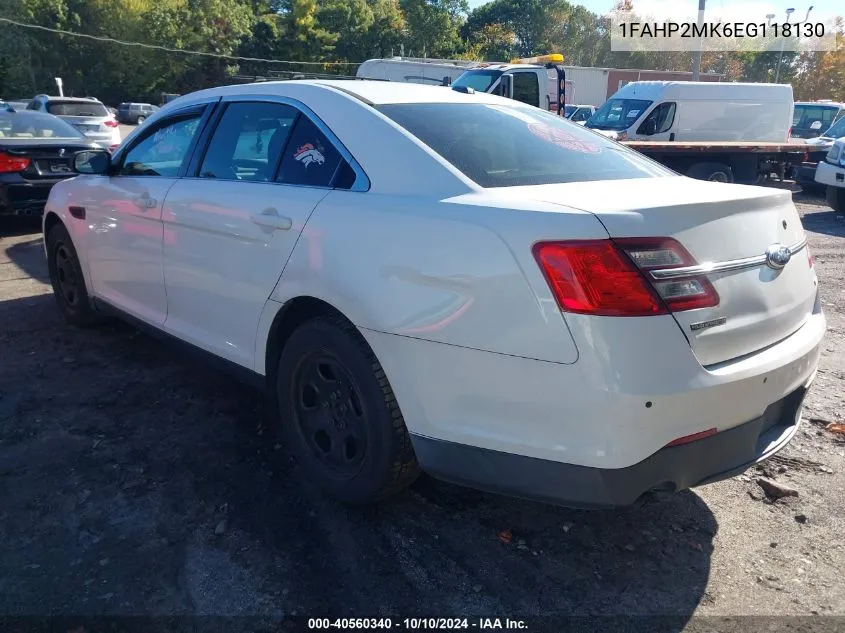 2014 Ford Taurus Police Interceptor VIN: 1FAHP2MK6EG118130 Lot: 40560340