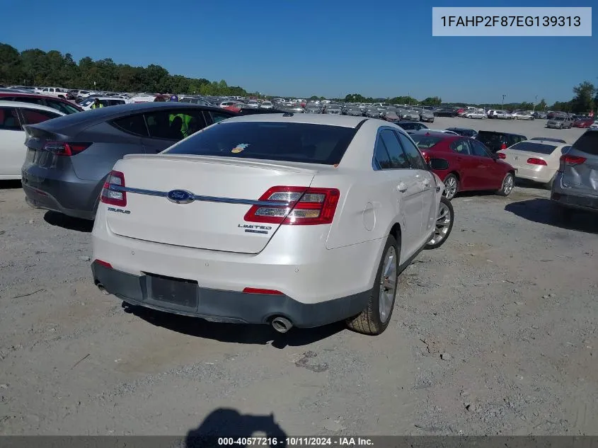 2014 Ford Taurus Limited VIN: 1FAHP2F87EG139313 Lot: 40577216