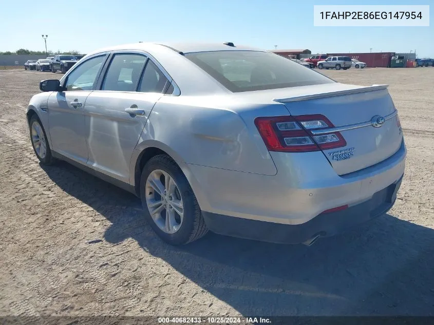 2014 Ford Taurus Sel VIN: 1FAHP2E86EG147954 Lot: 40682433