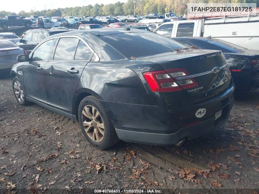 2014 Ford Taurus Sel VIN: 1FAHP2E87EG181725 Lot: 40768431