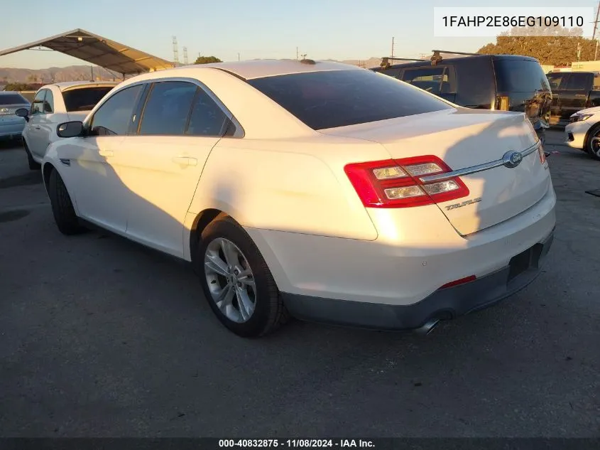 2014 Ford Taurus Sel VIN: 1FAHP2E86EG109110 Lot: 40832875