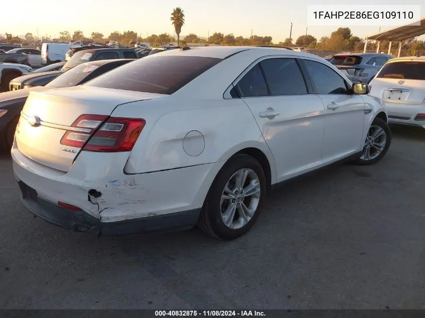 2014 Ford Taurus Sel VIN: 1FAHP2E86EG109110 Lot: 40832875