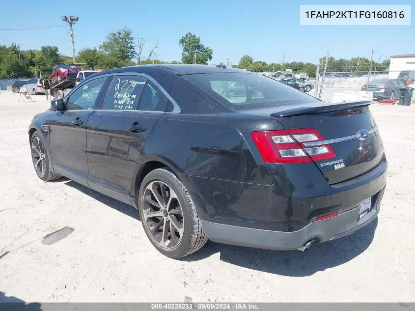 2015 Ford Taurus Sho VIN: 1FAHP2KT1FG160816 Lot: 40228233